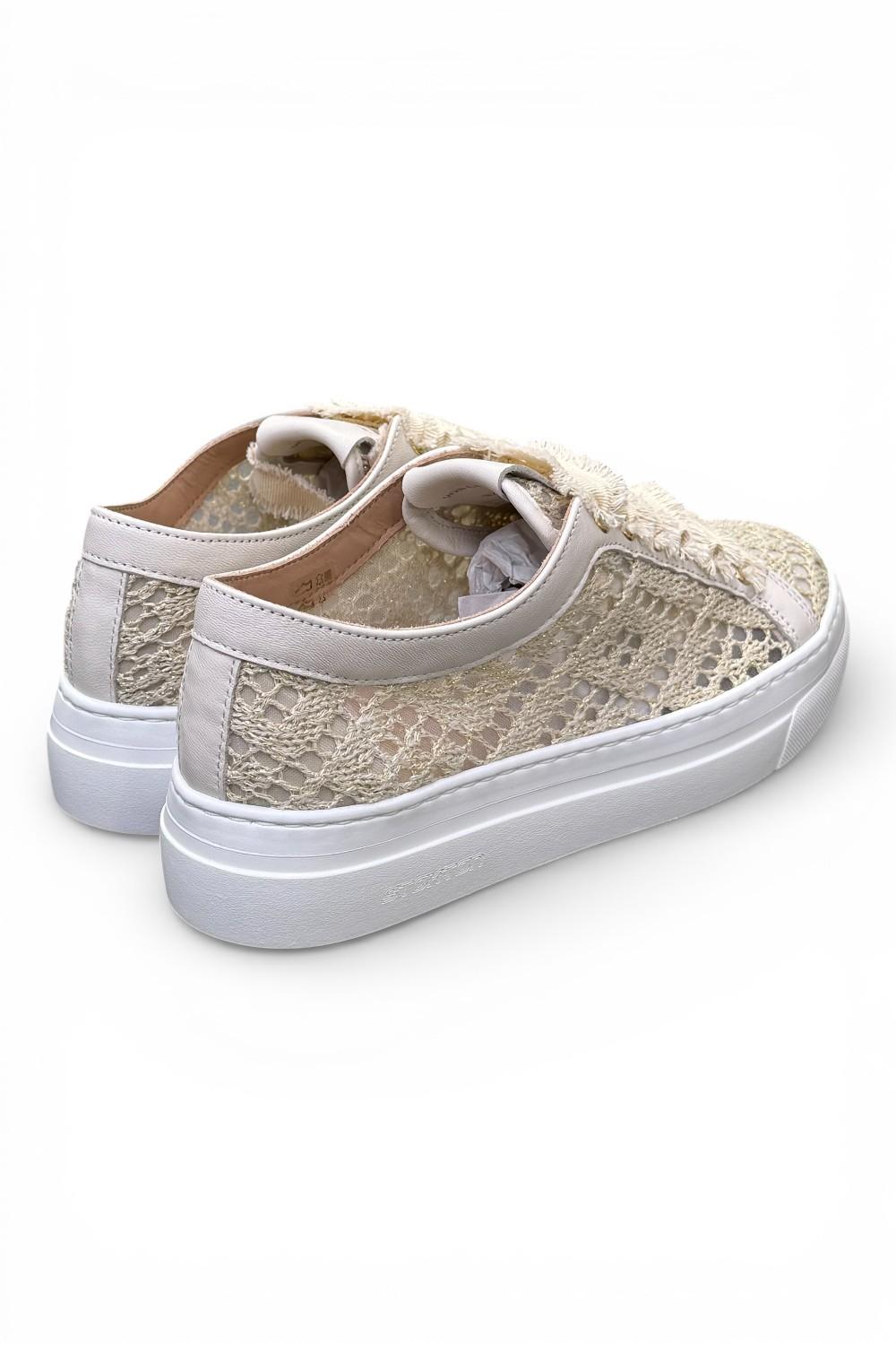 Sneaker donna uncinetto beige oro Stokton<BR/> 