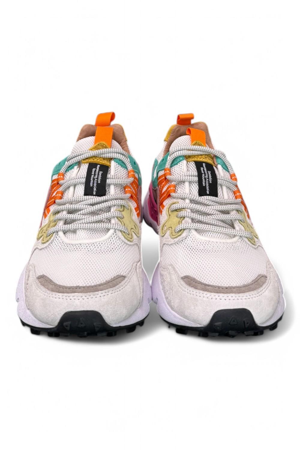 Sneaker donna Flower Mountain Yamano 3 White Fuxia 1N11 rete 