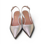 Slingback pelle argento tacco 70 Ranye 