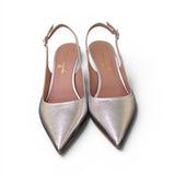 Slingback pelle argento tacco 70 Ranye 