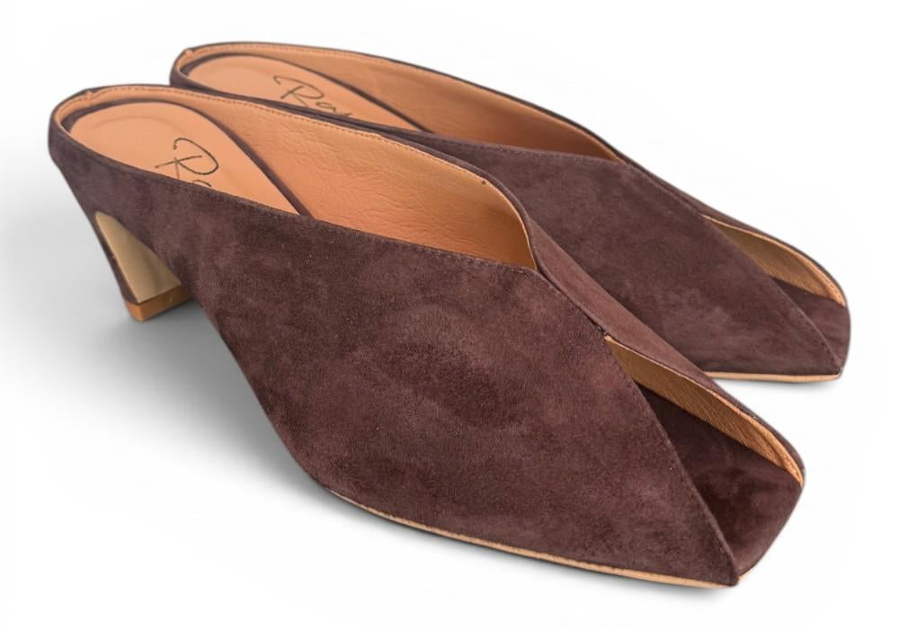 Ciabatta suede testa di moro tacco 60 Ranye 