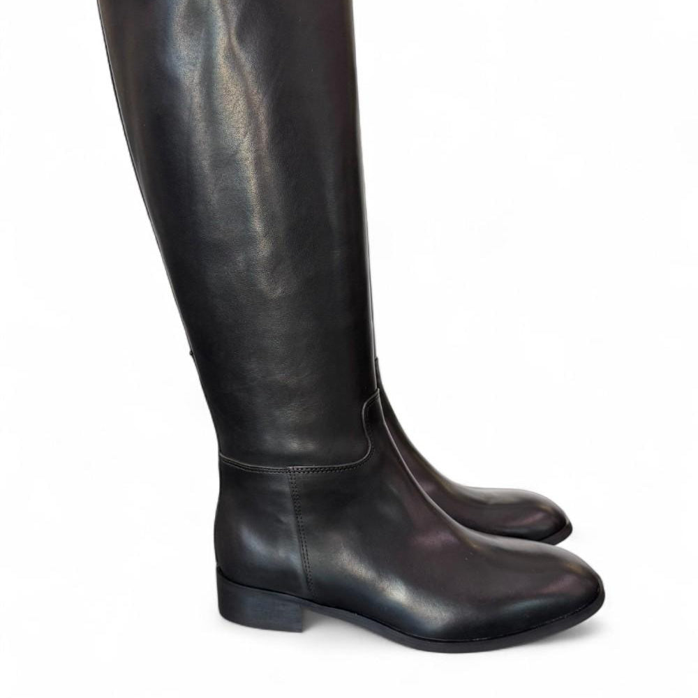 Stivale cavallerizzo tubo pelle nera Anima <BR/> 