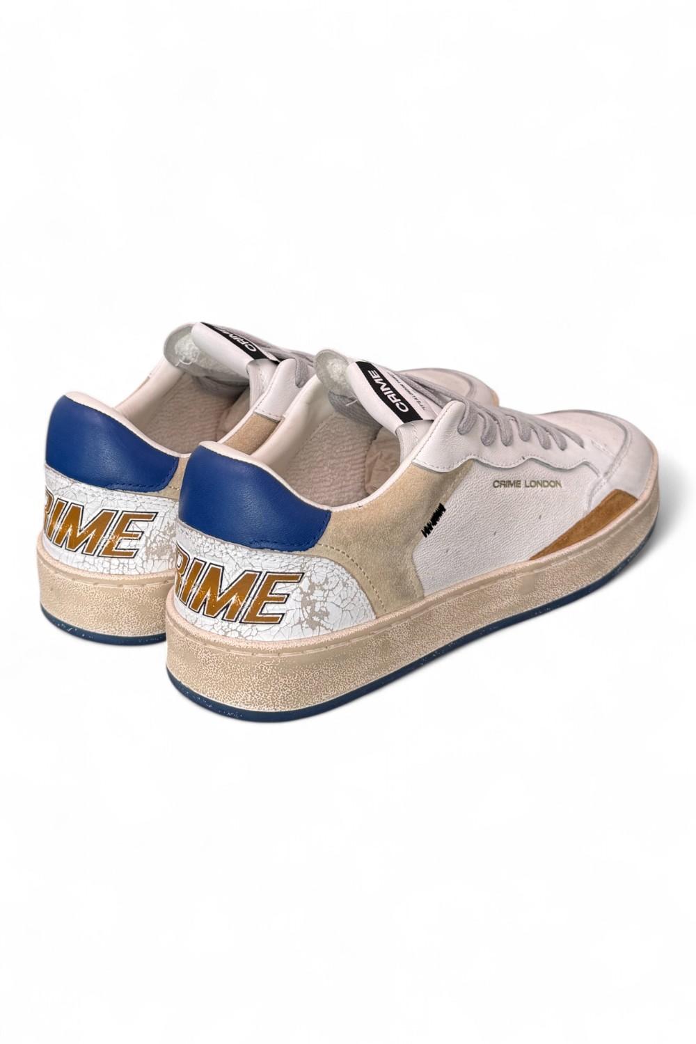 Sneaker uomo basket bianca Crime London Chelsea Oxford Blu 