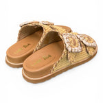 Ciabatta fasce rafia intrecciata beige cuoio Coral Blu 