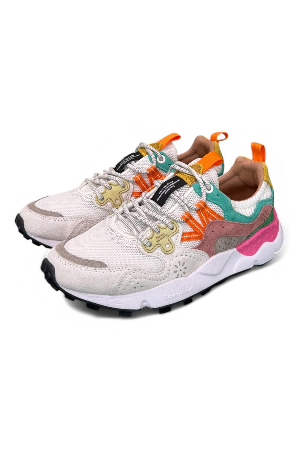 Sneaker donna Flower Mountain Yamano 3 White Fuxia 1N11 rete 