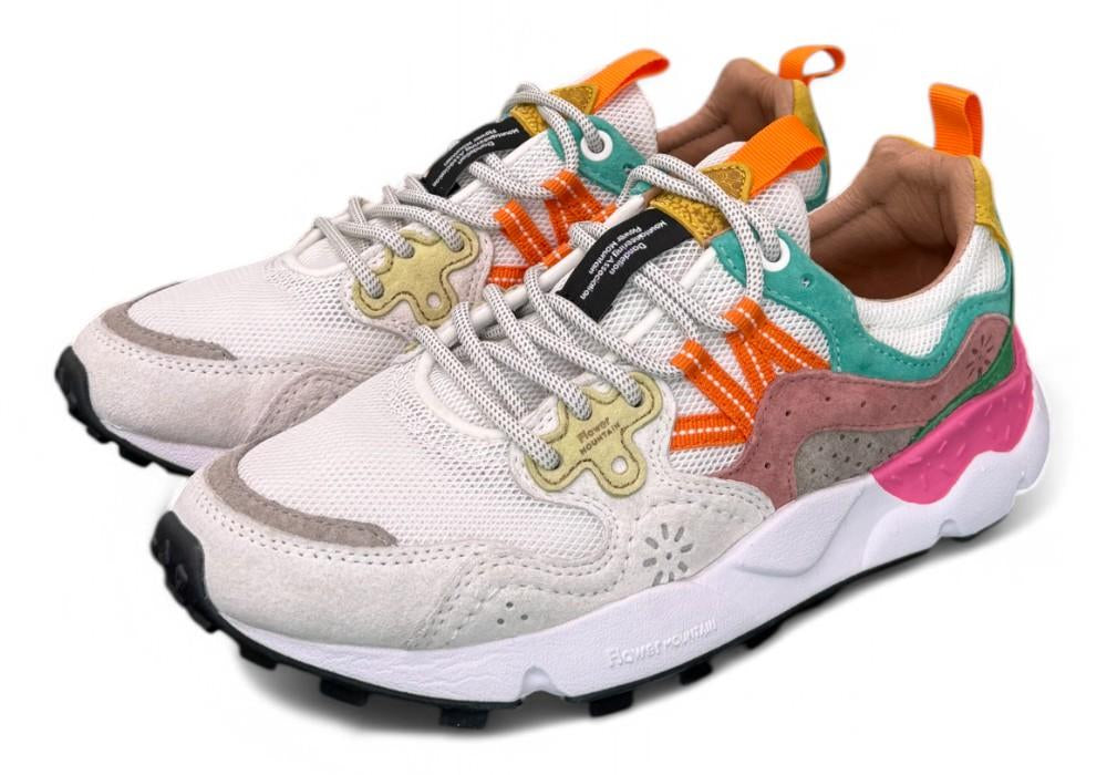Sneaker donna Flower Mountain Yamano 3 White Fuxia 1N11 rete 