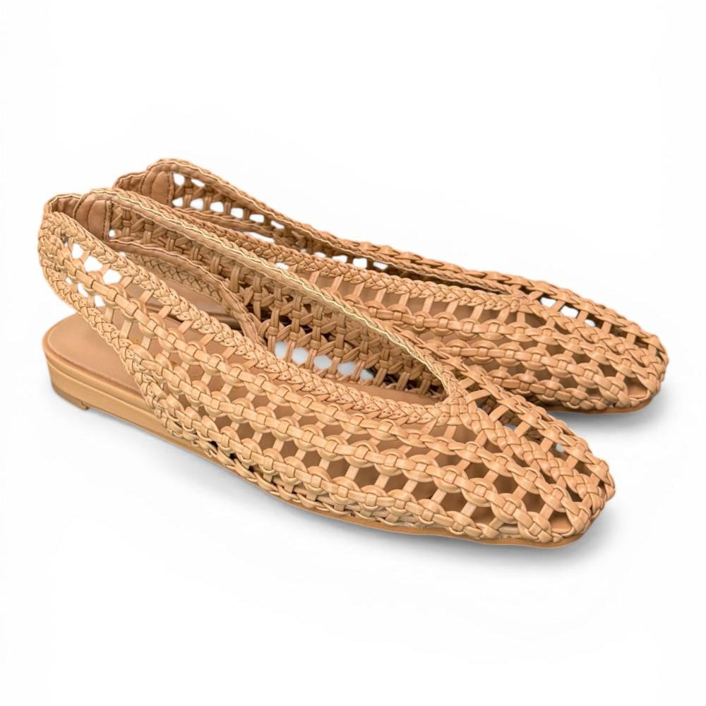 Slingback intrecciata camel Bianca Di 