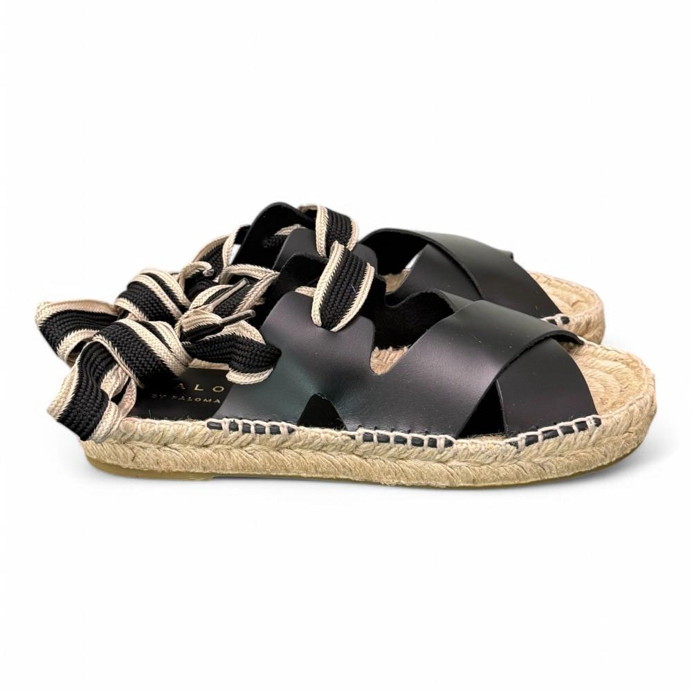 Sandalo con incrocio in pelle nera Palomitas<BR/> 