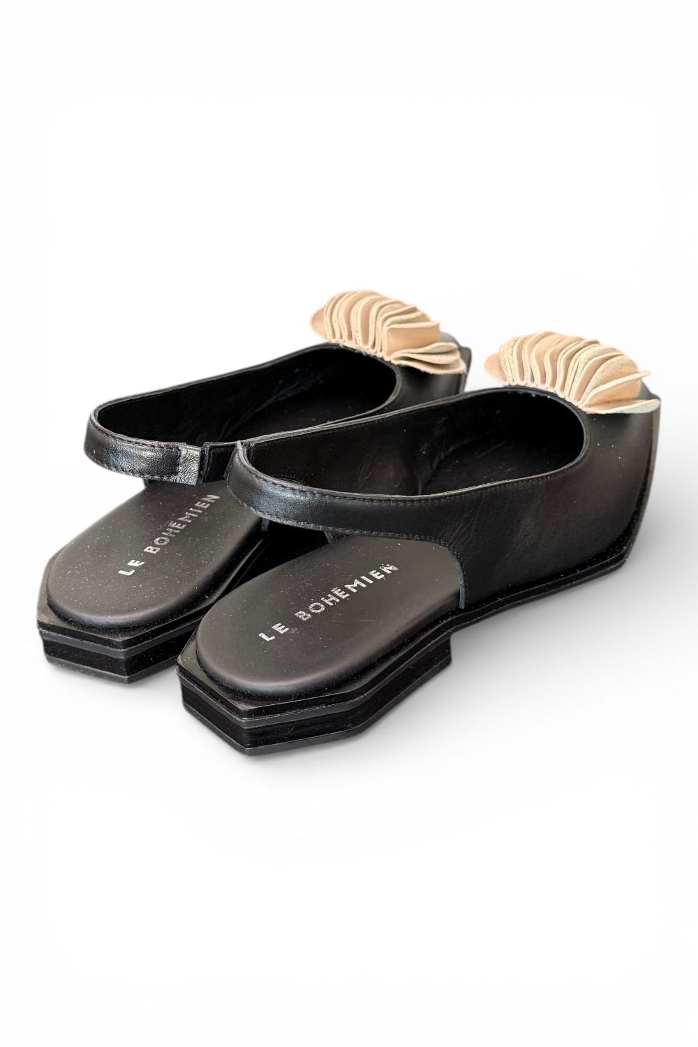Slingback pelle nera bianca Le Bohemien 