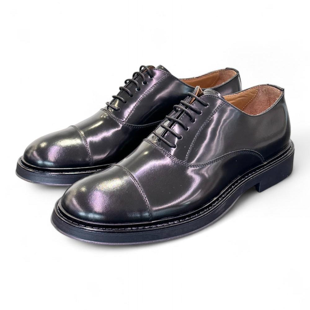 Scarpa allacciata francesina gomma nera Franco Fedele 