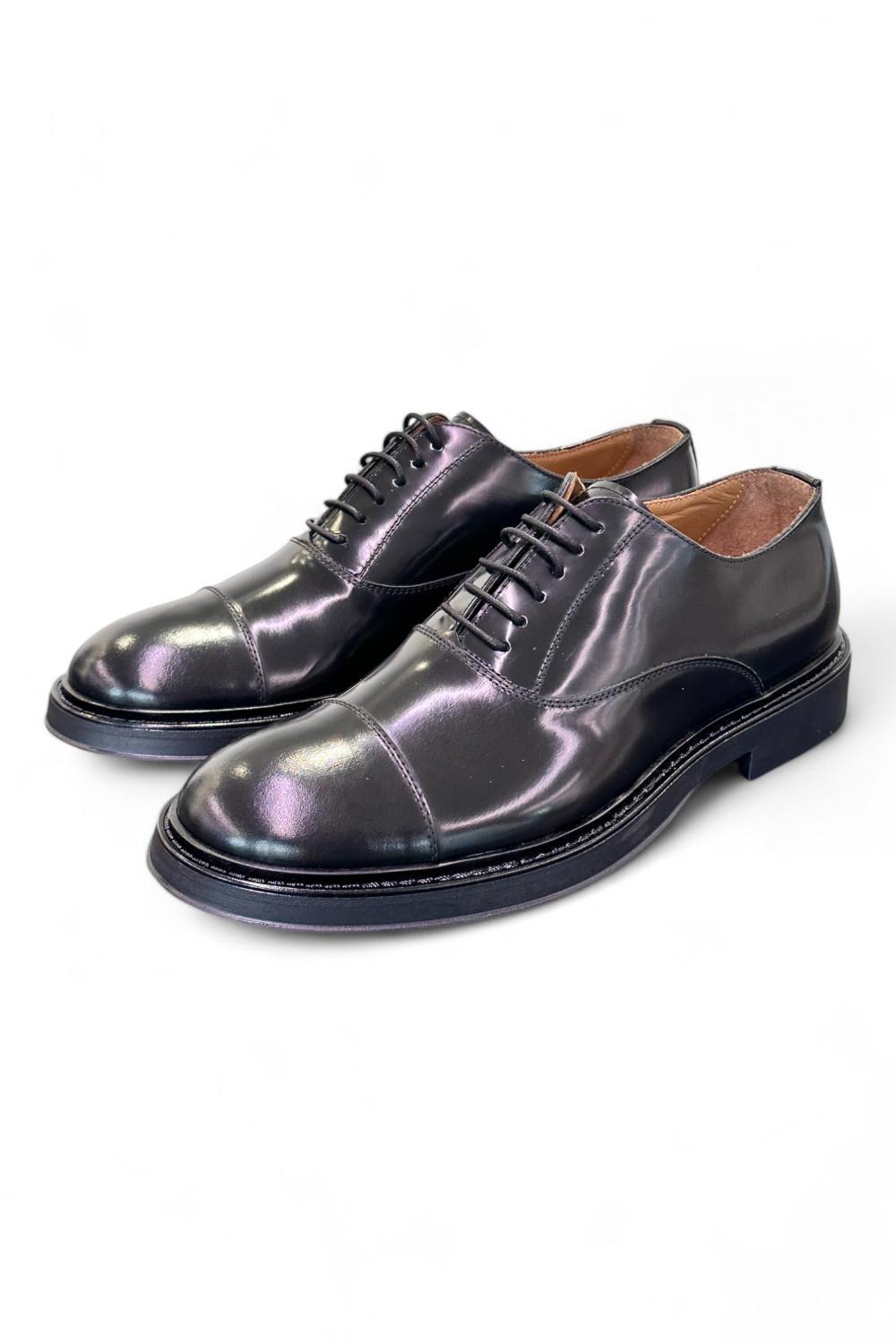 Scarpa allacciata francesina gomma nera Franco Fedele 