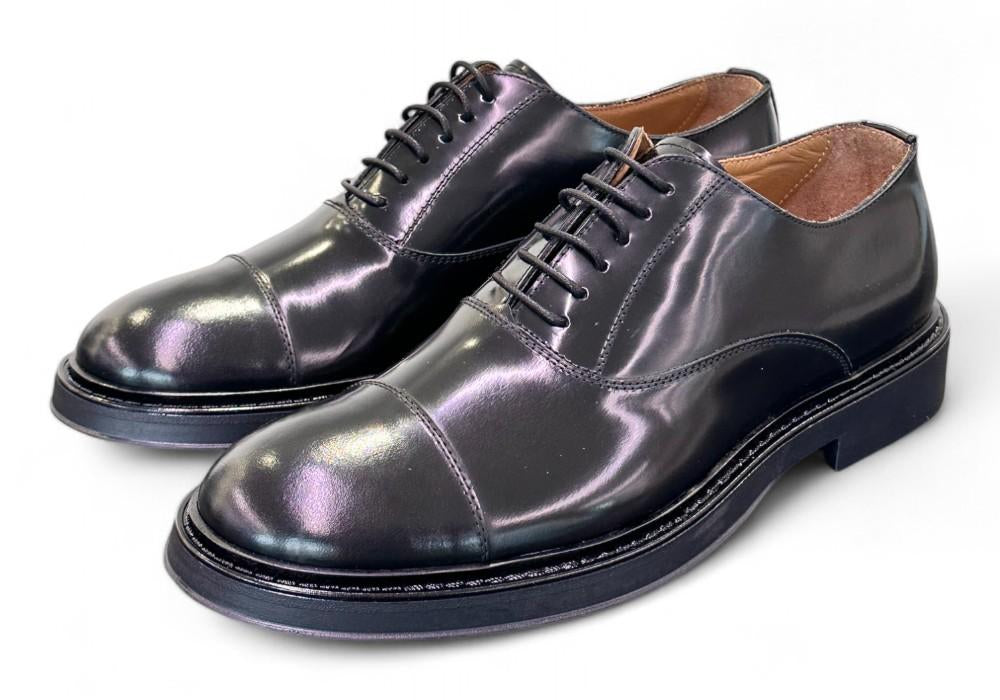 Scarpa allacciata francesina gomma nera Franco Fedele 