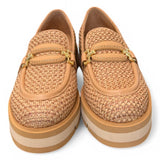 Mocassino rafia e pelle grano suola micro Bruno Premi<BR/> 