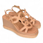 Sandalo cerchi pelle naturale zeppa 90 Bruno Premi<BR/> 