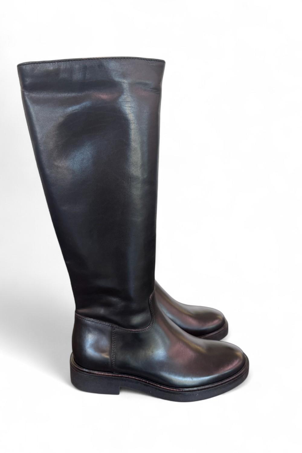 Stivale cavallerizzo pelle nera Francesco Brunelli<BR/> 