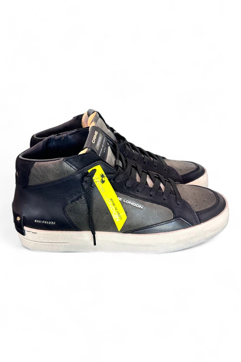 Sneaker mid uomo pelle nero verde Crime London Deluxe Mid Downtown 