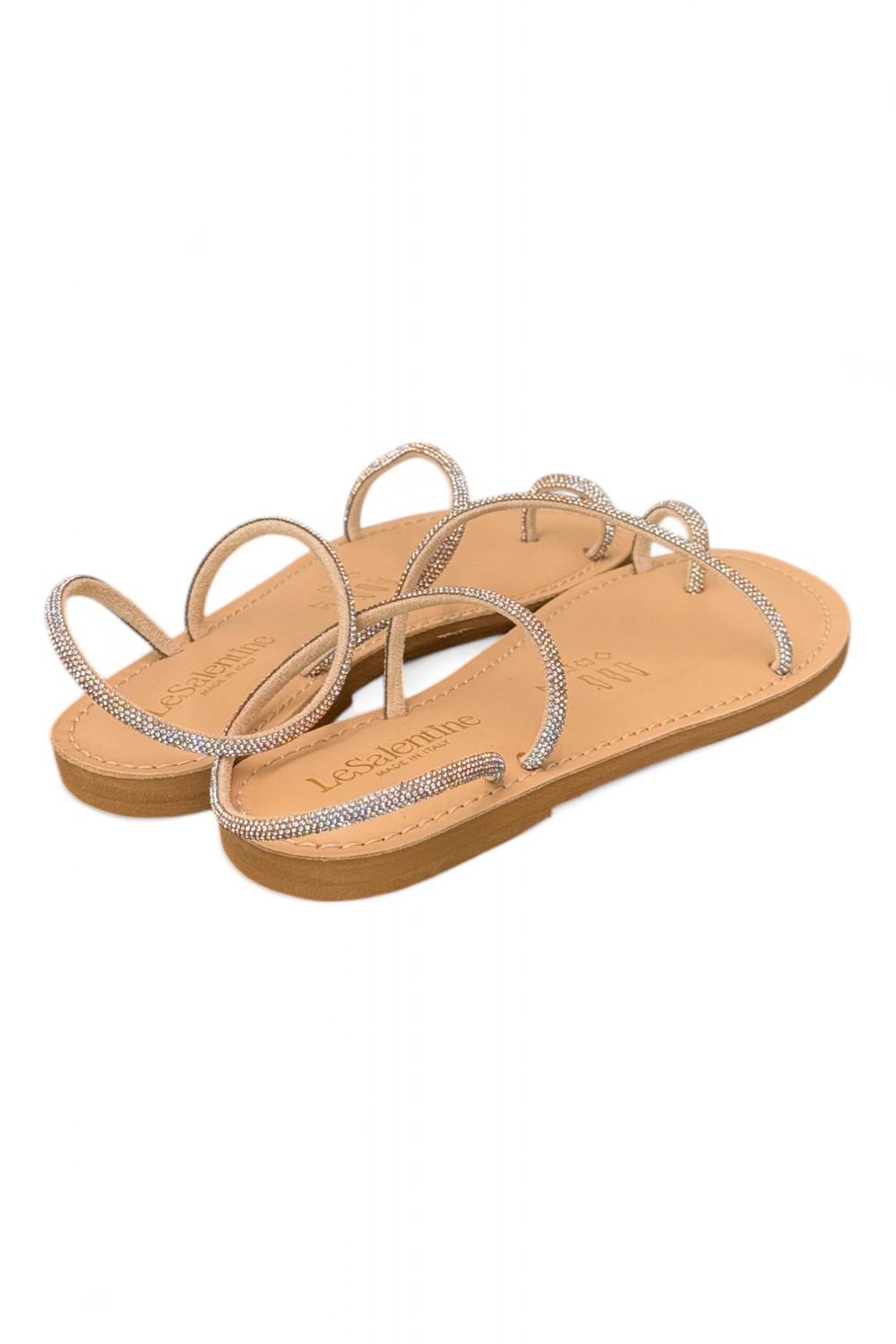Sandalo infradito strass argento platino Le Salentine 