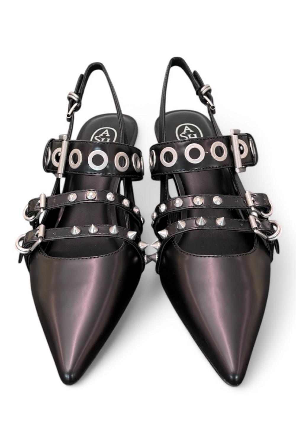 Slingback Ash Babel fibbie pelle nera 