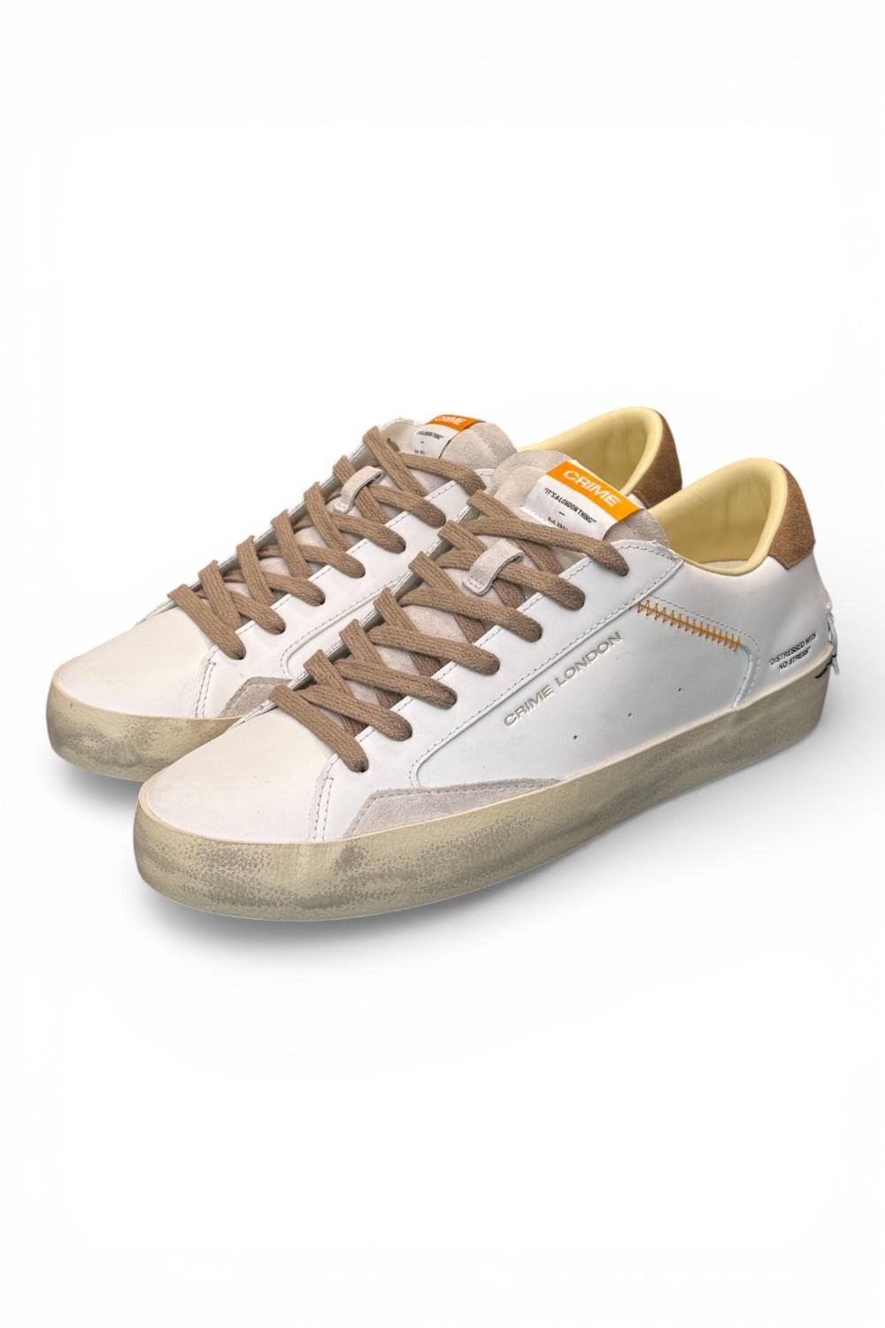 Sneaker vulcanizzata bianca beige Crime London distressed 
