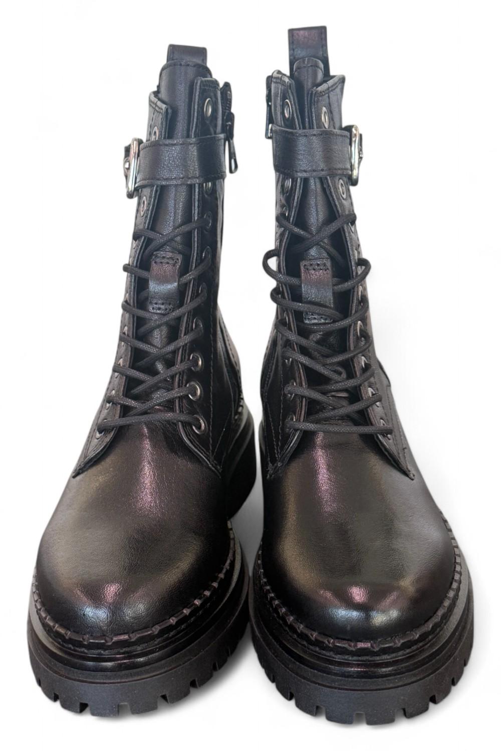Anfibio pelle nera  con fibbia Mjus<BR/> 