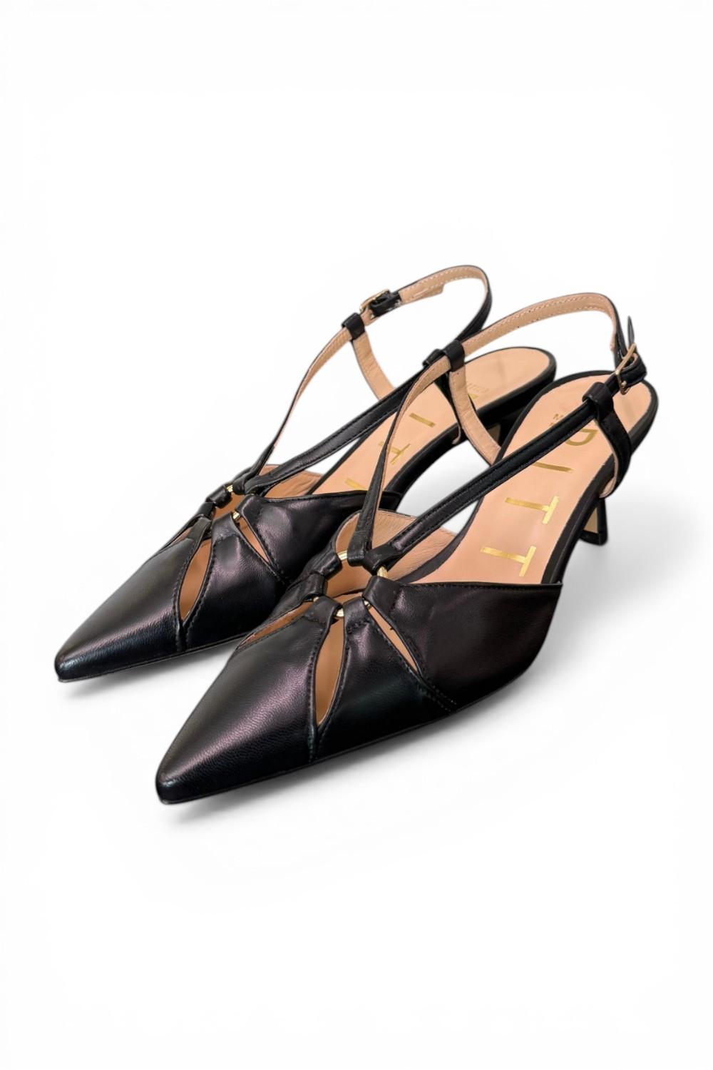 Slingback pelle nera T50  Matteo Pitti 
