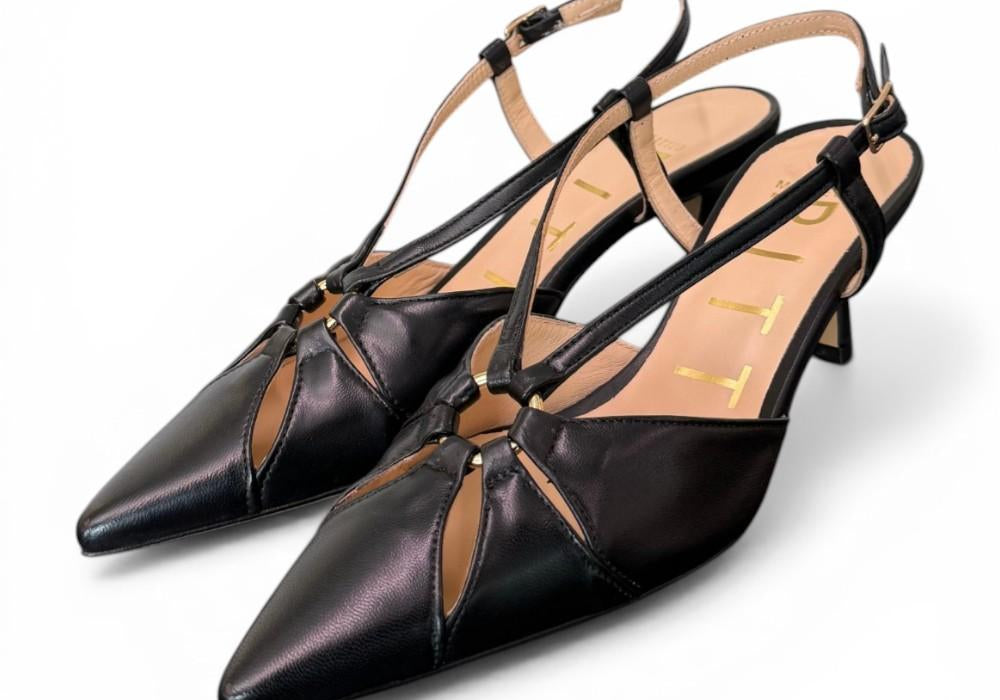 Slingback pelle nera T50  Matteo Pitti 