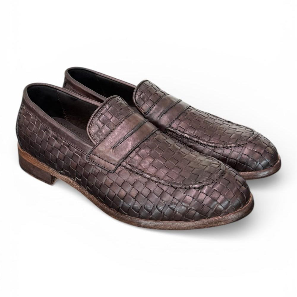 Mocassino pelle intrecciata testa di moro Kebo 