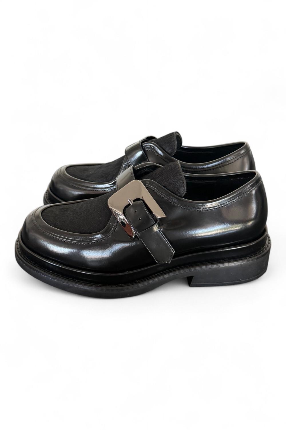 Mocassino ingegnere fibbia nera Zanon 