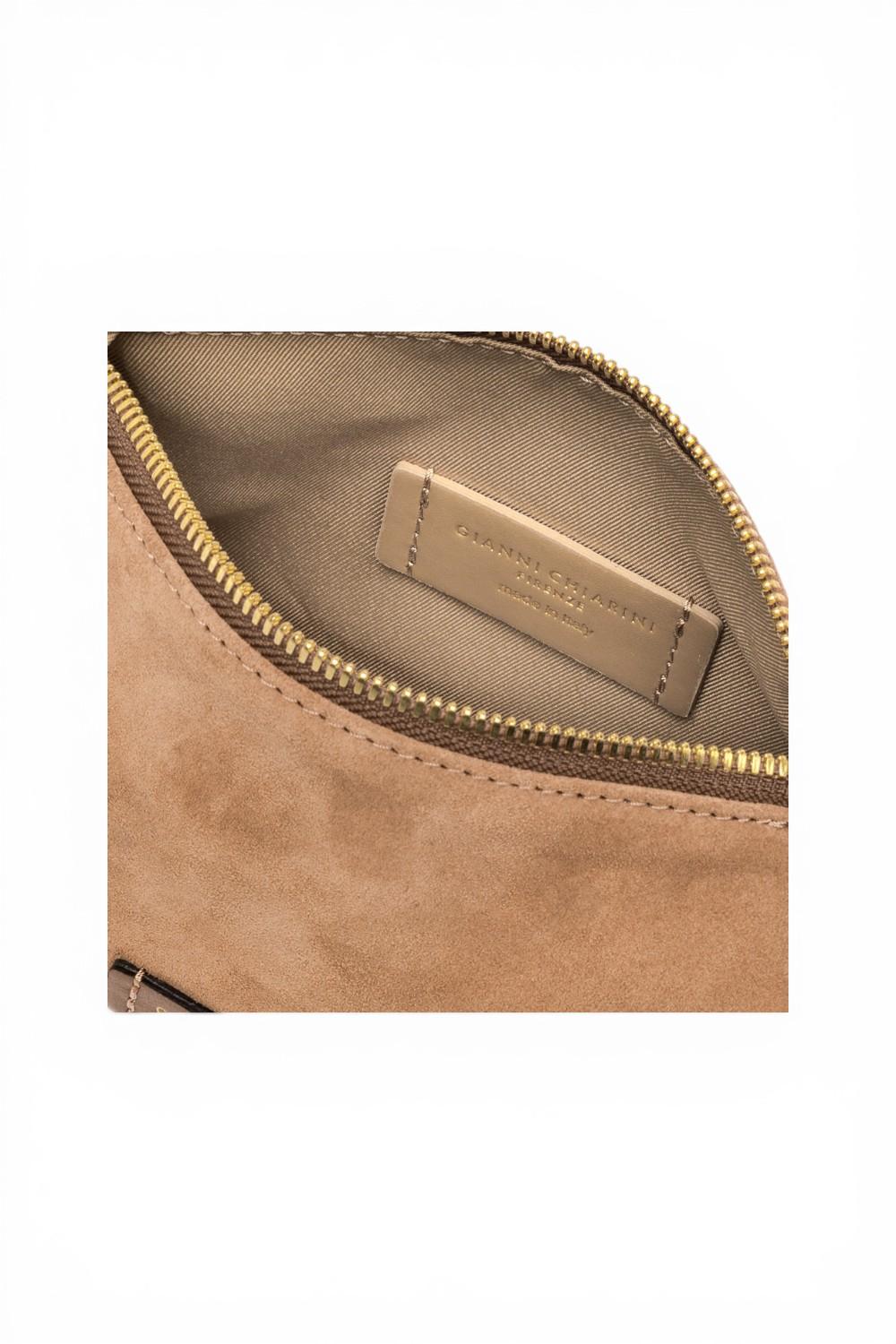 Pochette Nora suede caramel piccola Gianni Chiarini<BR/> 
