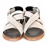 Sandalo fasce pelle latte Fabbrica Dei Colli<BR/> 