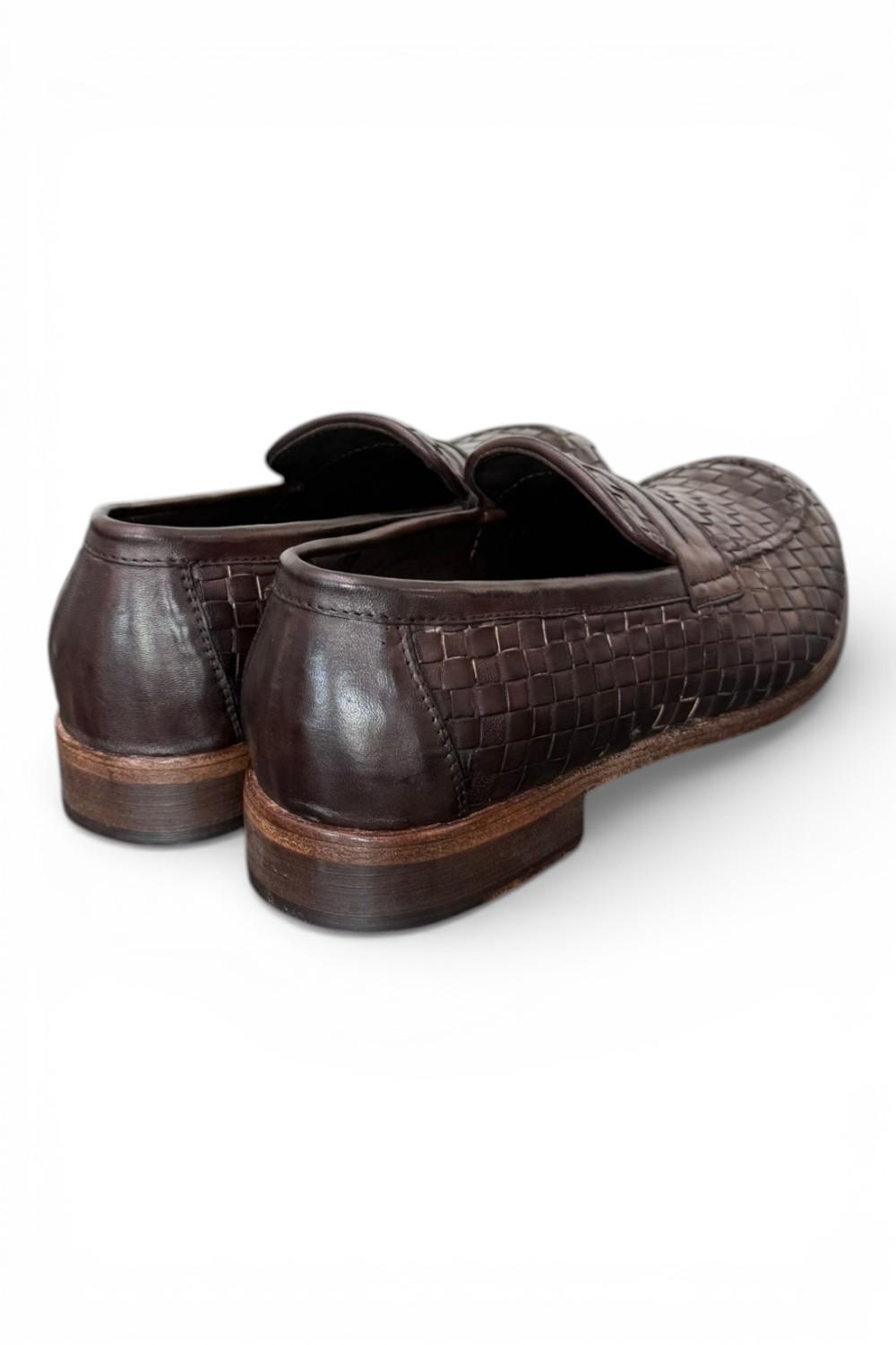 Mocassino pelle intrecciata testa di moro Kebo 