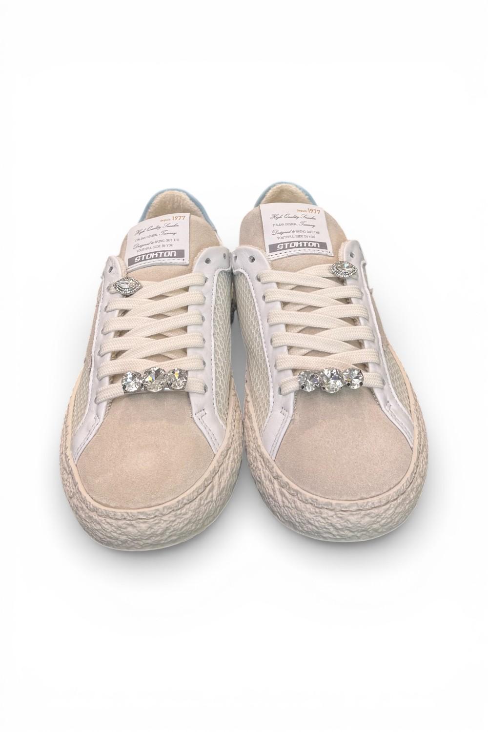 Sneaker donna crep beige celeste Stokton<BR/> 