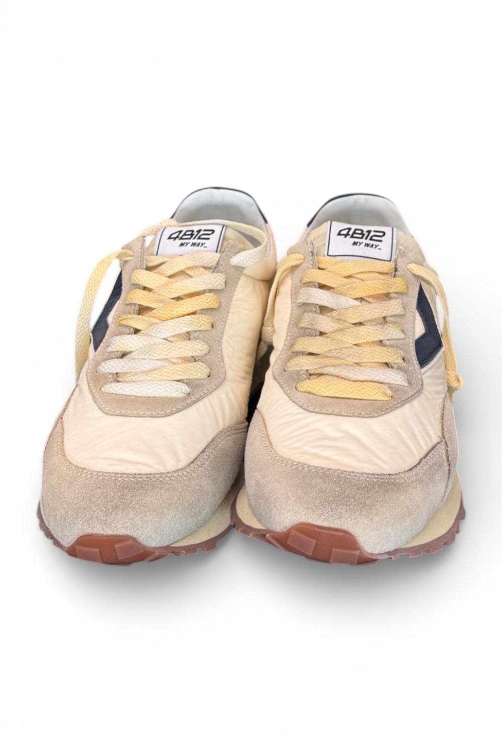 Sneaker uomo 4B12 Vintage Run beige blu 