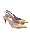 Slingback laminato platino tacco 80 Albano