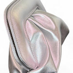Pochette chiusura scatto ecopelle argento 