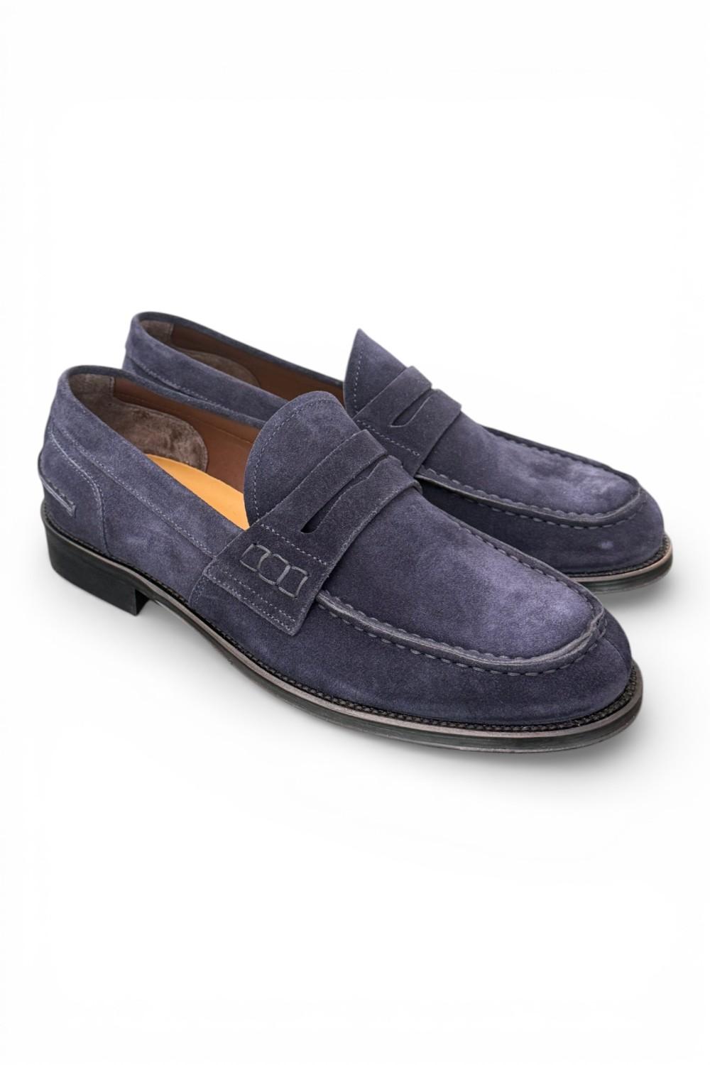 Mocassino camoscio blu Franco Fedele 