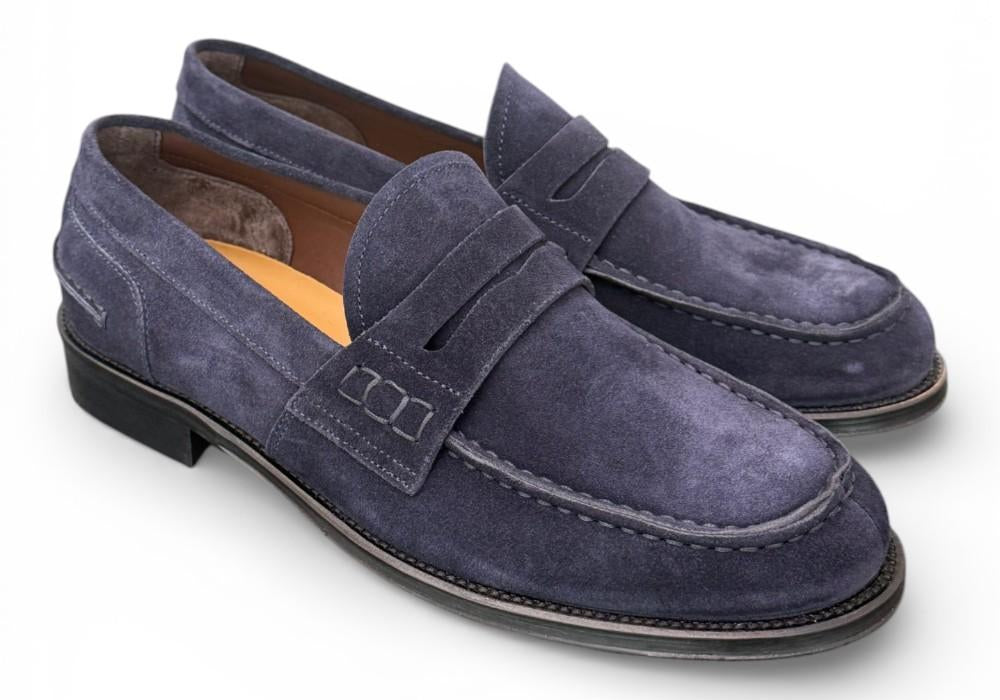 Mocassino camoscio blu Franco Fedele 