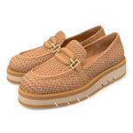 Mocassino rafia e pelle grano suola micro Bruno Premi<BR/> 