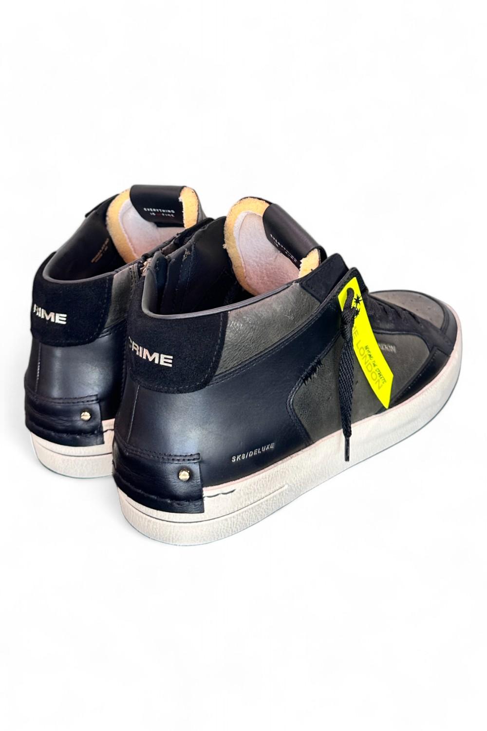 Sneaker mid uomo pelle nero verde Crime London Deluxe Mid Downtown 