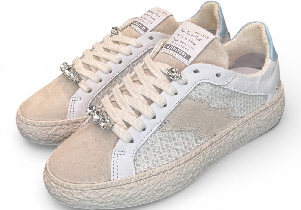 Sneaker donna crep beige celeste Stokton<BR/> 