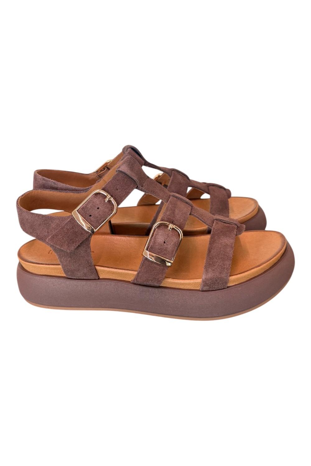 Sandalo gabbia suede moro Z40 Inuovo<BR/> 