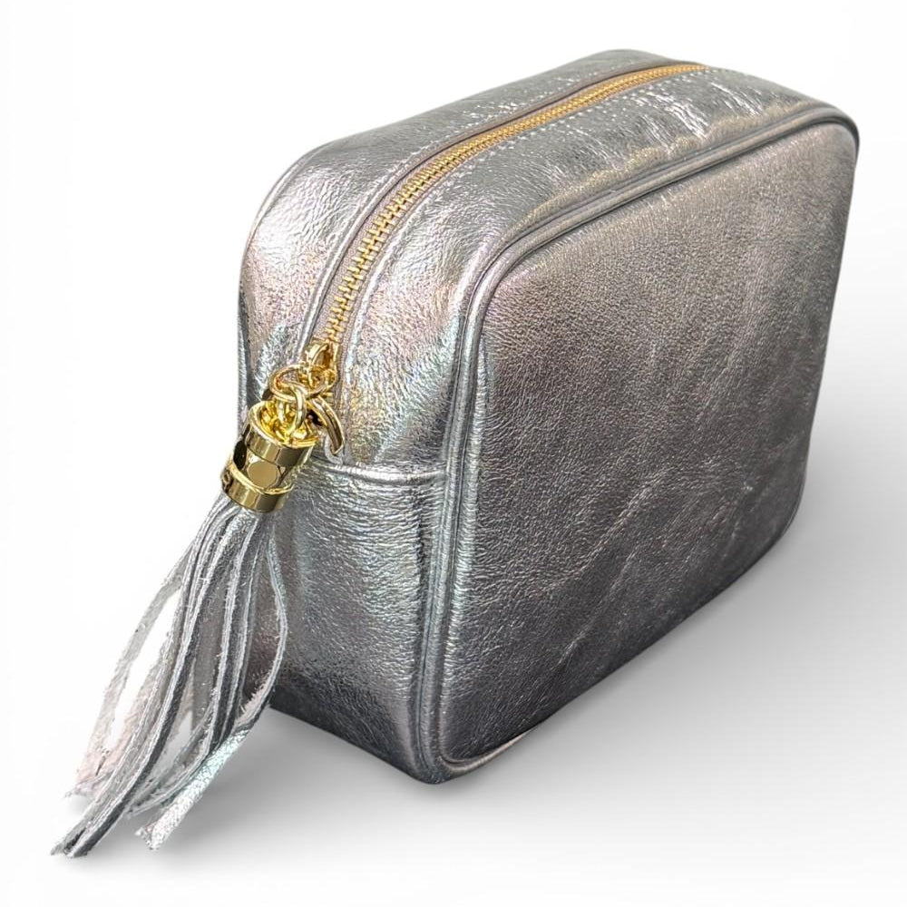 Borsina camera case pelle argento 