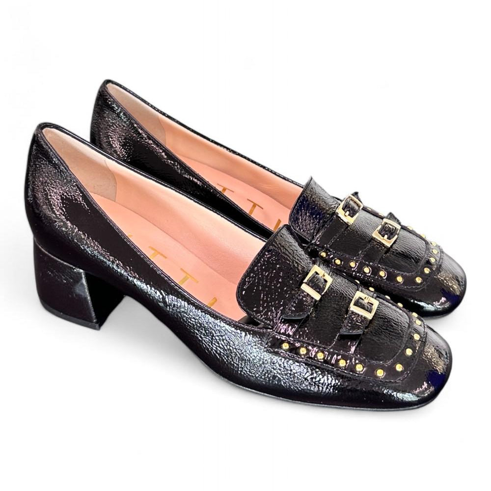 Mocassino borchie vernice nera Matteo Pitti 