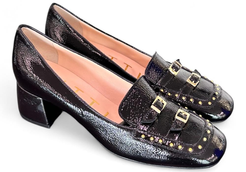 Mocassino borchie vernice nera Matteo Pitti 