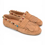 Mocassino frange suede nocciola Inuovo<BR/> 