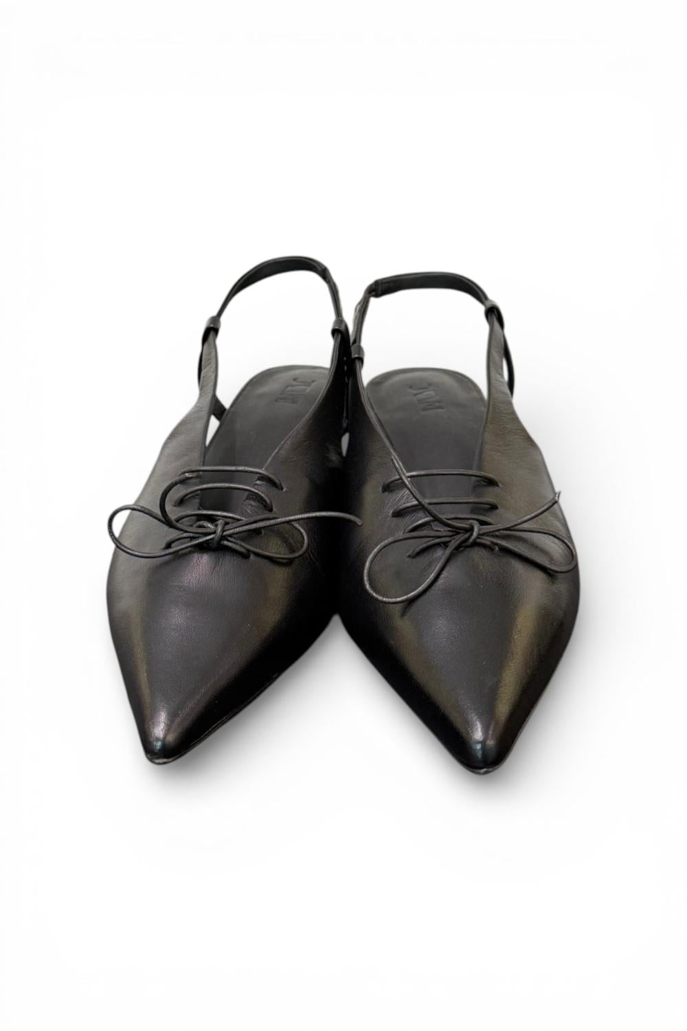 Slingback pelle nera con lacci  JVAM<BR/> 
