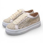 Sneaker donna uncinetto beige oro Stokton<BR/> 