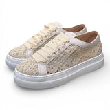 Sneaker donna uncinetto beige oro Stokton<BR/> 