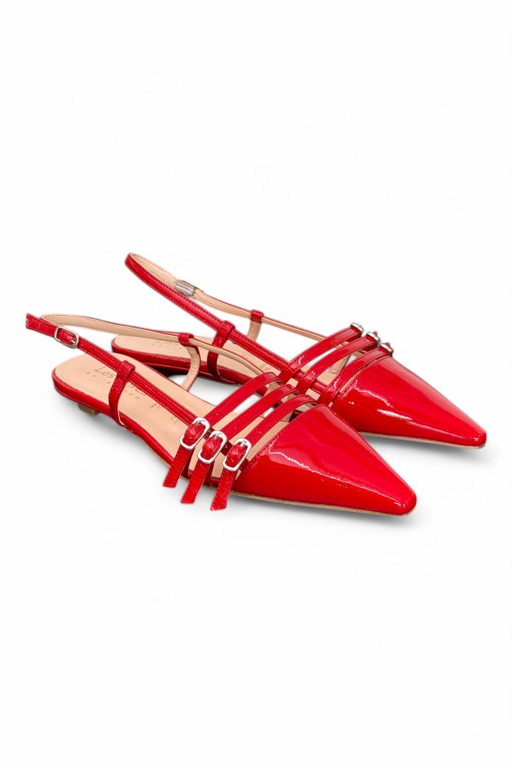 Slingback cintini vernice rossa  flat Les Autres<BR/> 