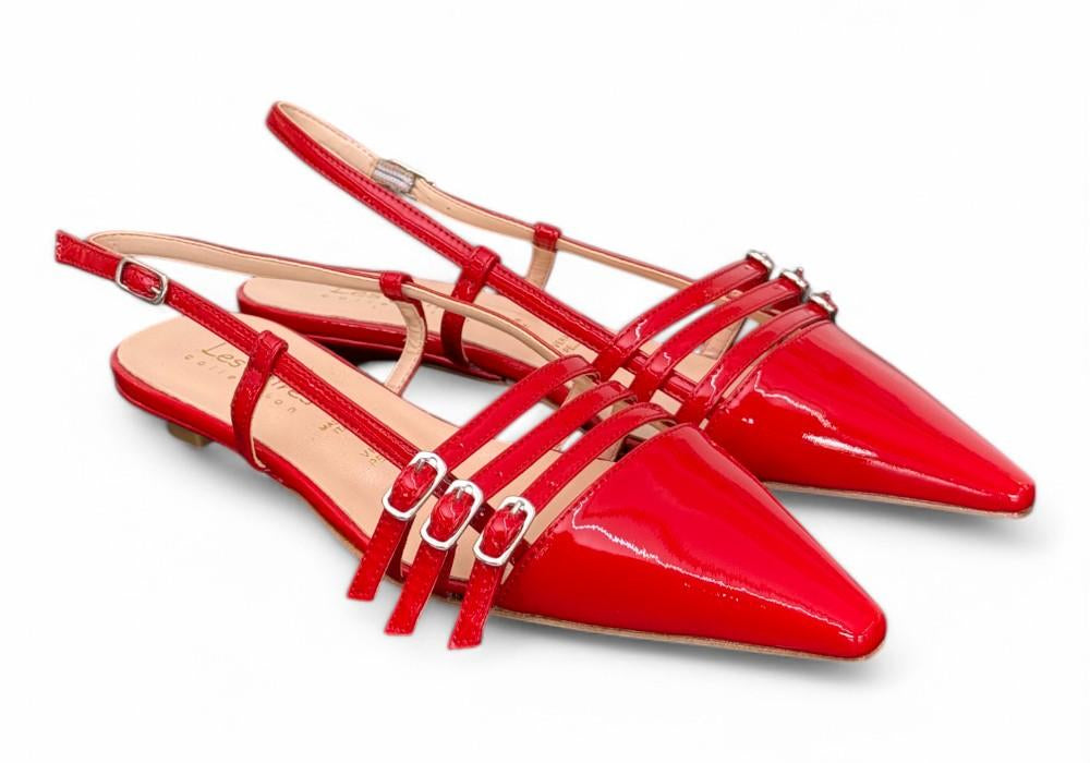 Slingback cintini vernice rossa  flat Les Autres<BR/> 